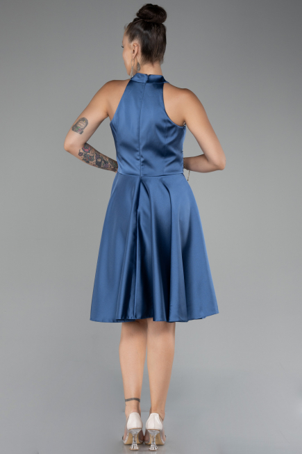 Tenue de Soirée Courte Satin Indigo ABK2112