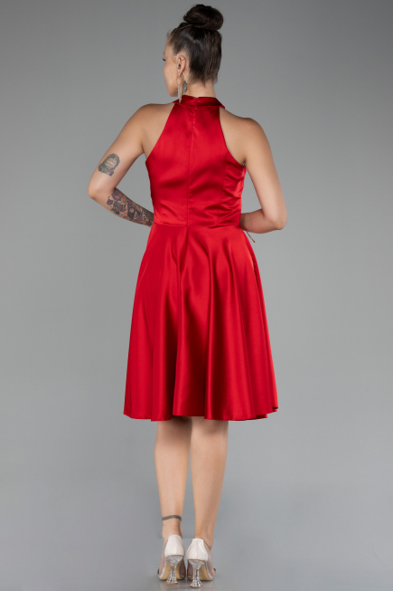 Tenue de Soirée Courte Satin Rouge ABK2112