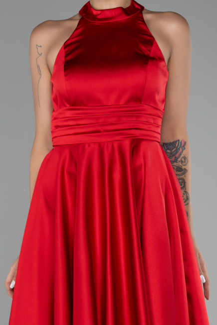 Tenue de Soirée Courte Satin Rouge ABK2112