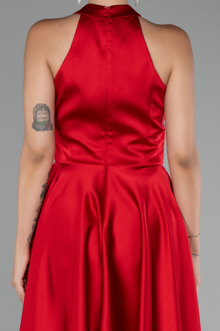 Tenue de Soirée Courte Satin Rouge ABK2112