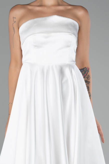 Robe de Cérémonie Courte Satin Blanc ABK2111