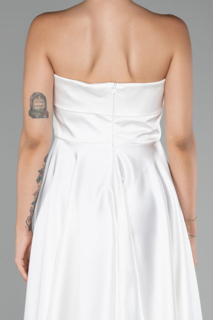 Robe de Cérémonie Courte Satin Blanc ABK2111