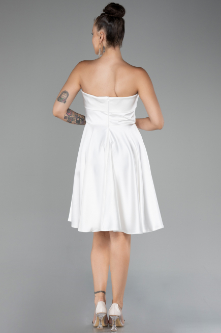 Robe de Cérémonie Courte Satin Blanc ABK2111