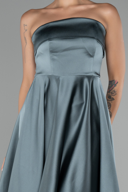 Robe de Cérémonie Courte Satin Turquoise ABK2111