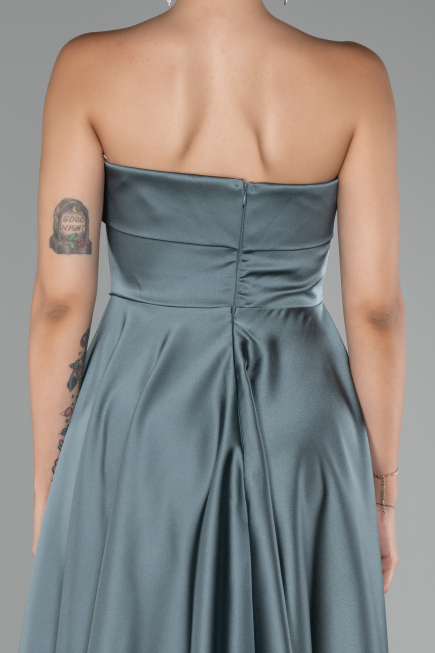 Robe de Cérémonie Courte Satin Turquoise ABK2111