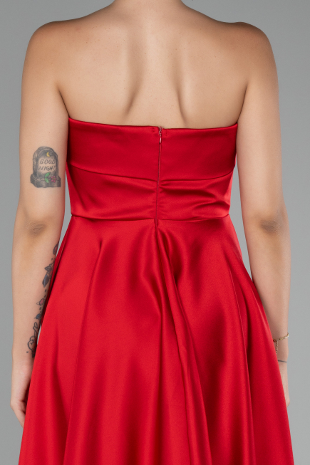 Robe de Cérémonie Courte Satin Rouge ABK2111
