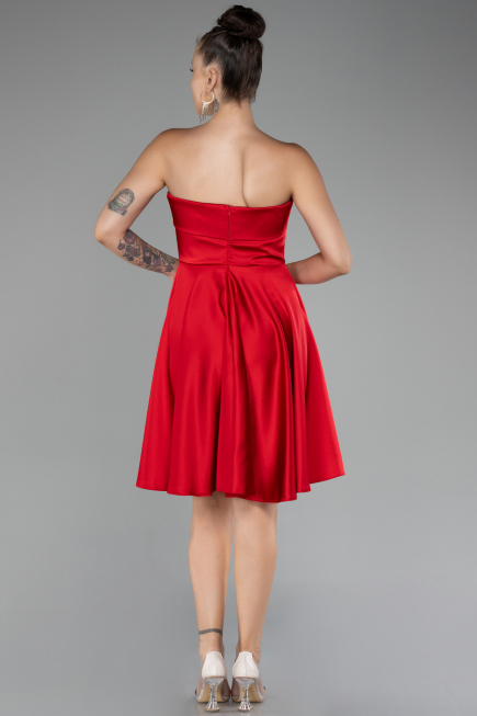 Robe de Cérémonie Courte Satin Rouge ABK2111
