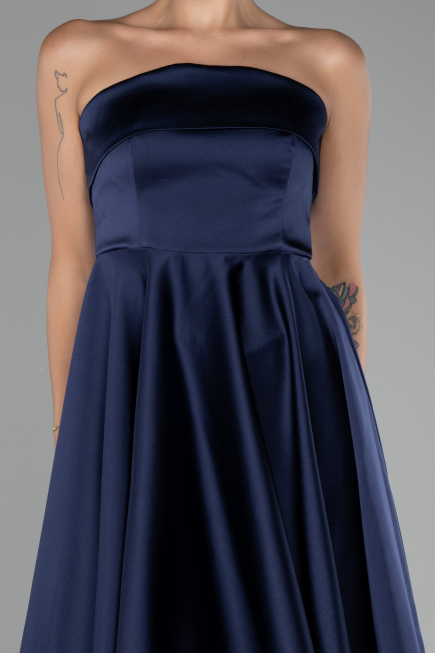 Robe de Cérémonie Courte Satin Bleu Marine ABK2111