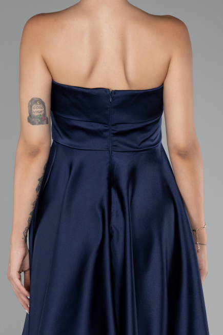 Robe de Cérémonie Courte Satin Bleu Marine ABK2111