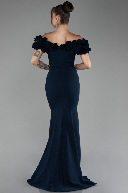 Robe de Soirée Longue Bleu Marine ABU4080