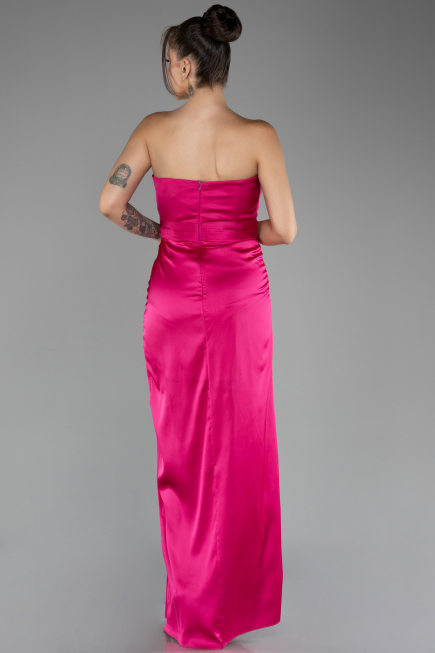 Robe de Soirée Longue Satin Fushia ABU4071