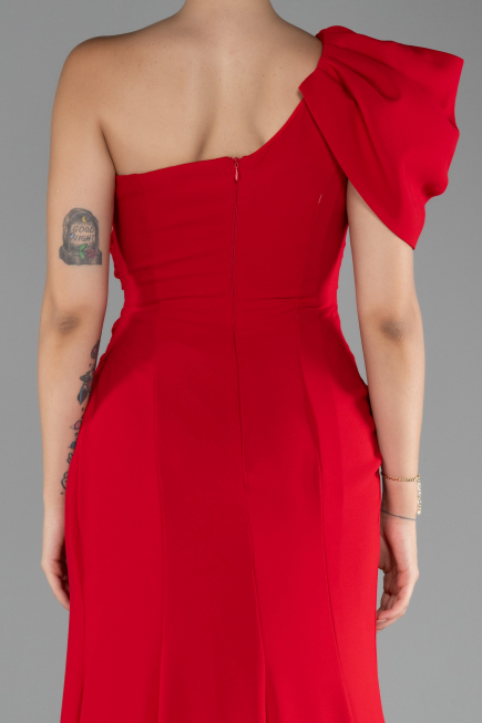 Robe Queue de Poisson Longue Mousseline Rouge ABU4091