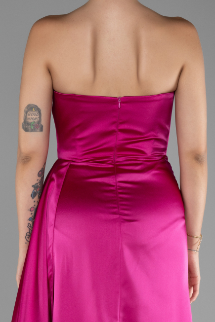 Robe de Soirée Longue Satin Fushia ABU4093