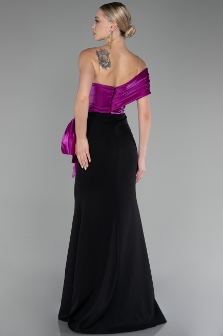 Robe Queue de Poisson Longue Fuchsia-Black ABU4115
