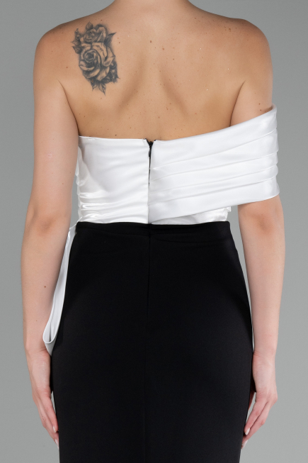 Robe Queue de Poisson Longue Noir-Blanc ABU4115