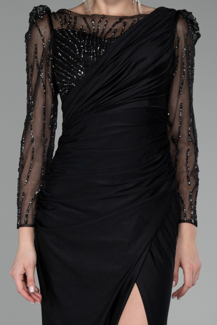 Robe de Soirée Grande Taille Longue Noir ABU4119