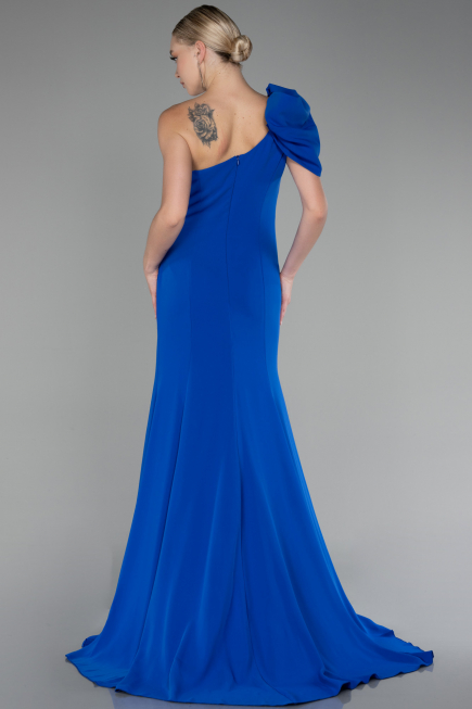 Robe Queue de Poisson Longue Mousseline Bleu Saxe ABU4091