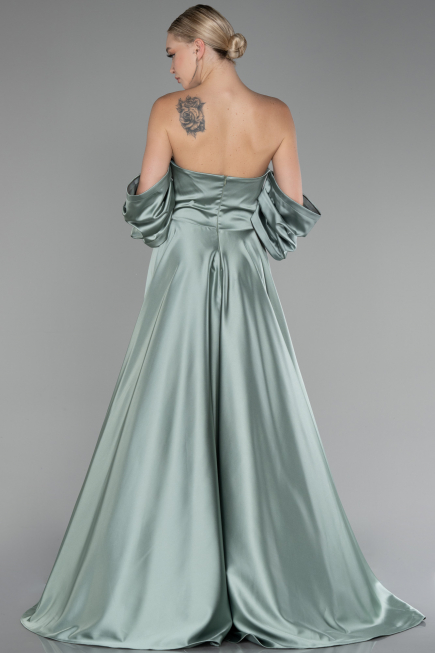 Robe de Soirée Longue Satin Turquoise ABU4132