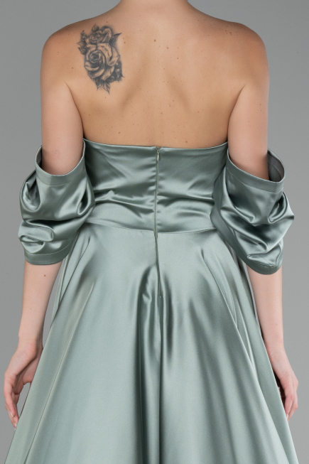 Robe de Soirée Longue Satin Turquoise ABU4132