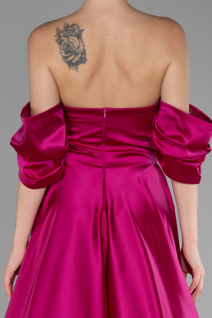 Robe de Soirée Longue Satin Fushia ABU4132