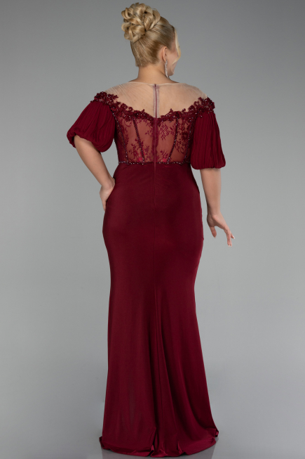 Robe de Soirée Grande Taille Longue Rouge Bordeaux ABU4100