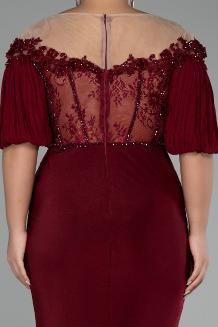 Robe de Soirée Grande Taille Longue Rouge Bordeaux ABU4100