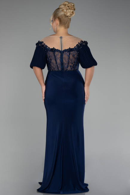 Robe de Soirée Grande Taille Longue Bleu Marine ABU4100
