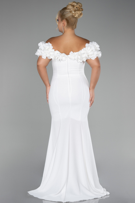 Robe de Soirée Grande Taille Longue Blanc ABU4081