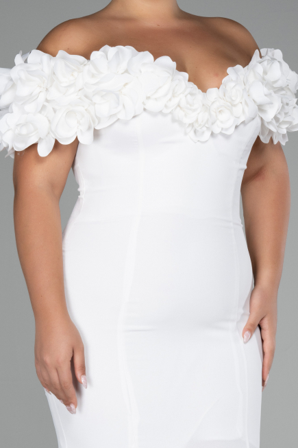 Robe de Soirée Grande Taille Longue Blanc ABU4081