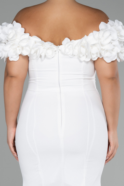 Robe de Soirée Grande Taille Longue Blanc ABU4081