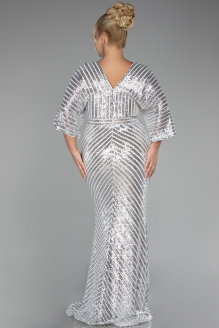 Robe de Soirée Grande Taille Longue Beige ABU900