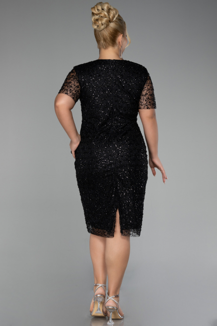Robe de Soirée Grande Taille Midi Noir ABK2116