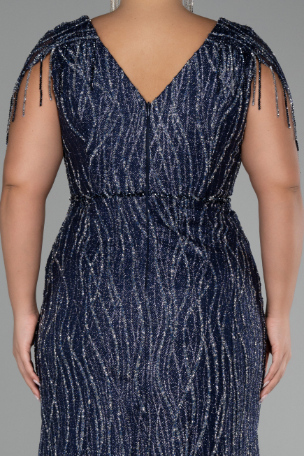 Robe De Soirée Grande Taille Longue Bleu Marine ABU4146