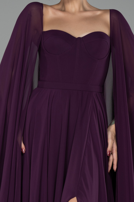 Robe de Soirée Longue Mousseline Violet ABU4158