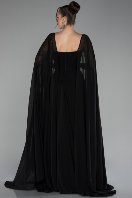 Robe de Soirée Longue Mousseline Noir ABU4158