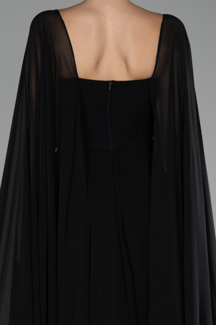 Robe de Soirée Longue Mousseline Noir ABU4158