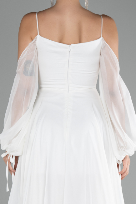 Robe de Soirée Longue Mousseline Blanc ABU4165