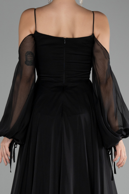 Robe de Soirée Longue Mousseline Noir ABU4165