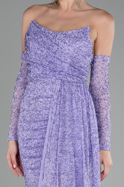 Robe de Soirée Longue Perlé Lilas ABU4163