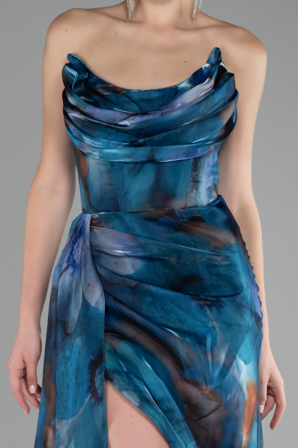 Robe de Soirée Longue Vert Pétrole ABU4169