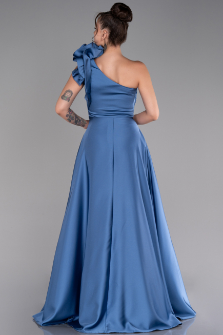 Robe de Soirée Longue Satin Indigo ABU4189