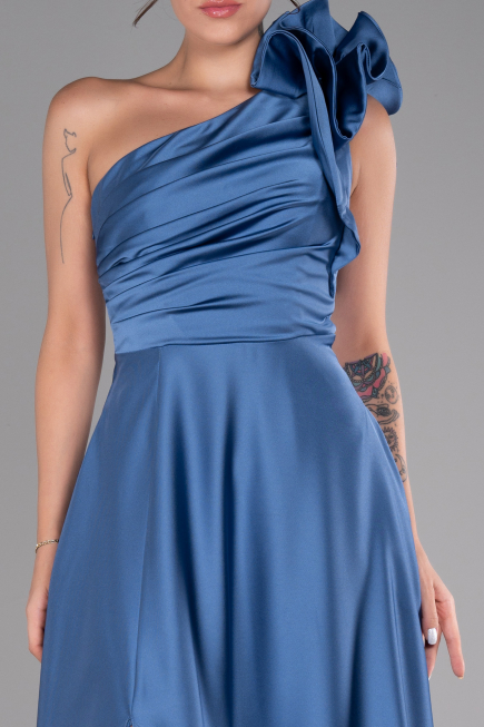 Robe de Soirée Longue Satin Indigo ABU4189