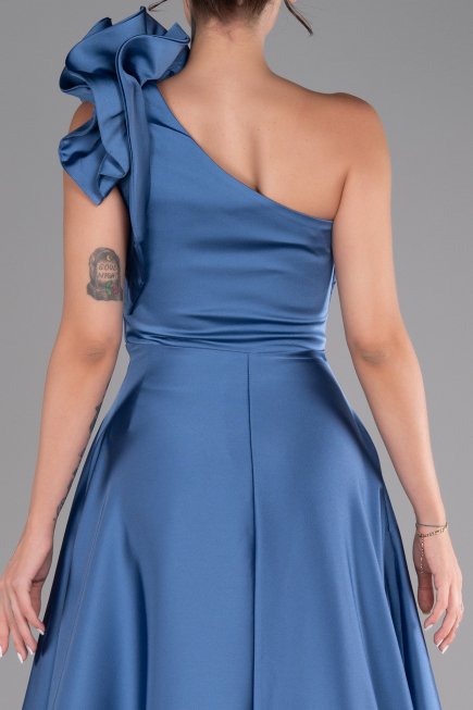 Robe de Soirée Longue Satin Indigo ABU4189
