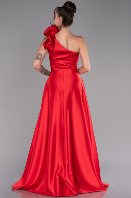 Robe de Soirée Longue Satin Rouge ABU4189