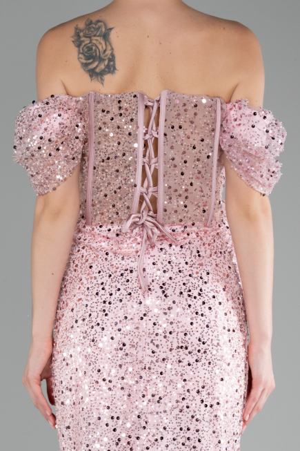 Robe de Cérémonie Midi Squameuse Poudre ABK2130