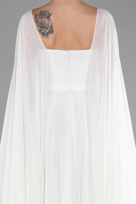 Robe de Soirée Longue Mousseline Blanc ABU4158