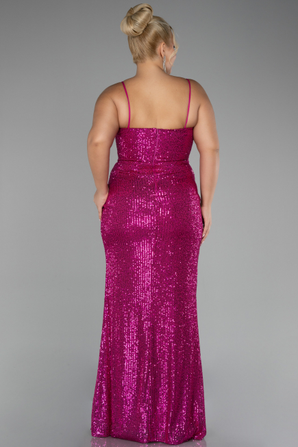 Robe Grande Taille Squameuse Longue Fushia ABU3322