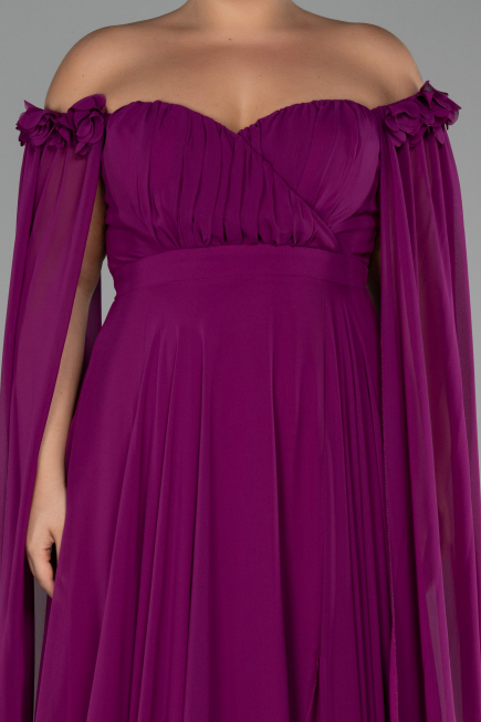 Robe Grande Taille Mousseline Longue Violet ABU3464