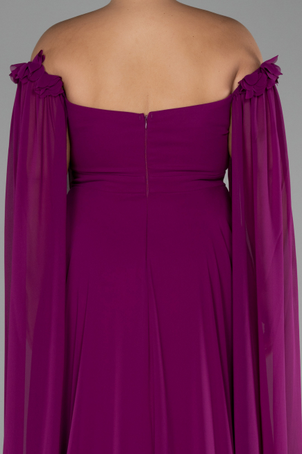 Robe Grande Taille Mousseline Longue Violet ABU3464