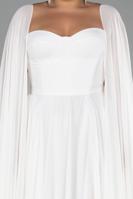 Robe Grande Taille Longue Mousseline Blanc ABU4161